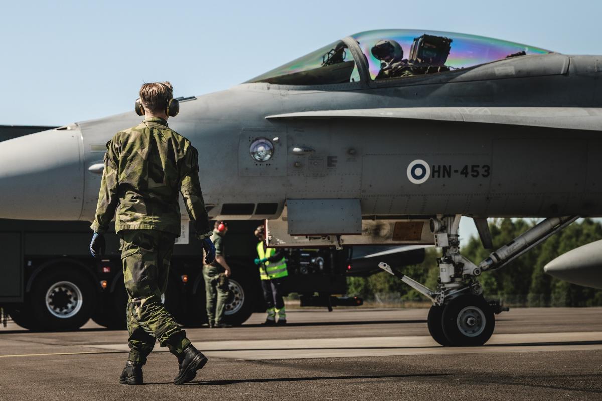 Finnish F/A-18 Hornet at Ronneby Air Base in Sweden