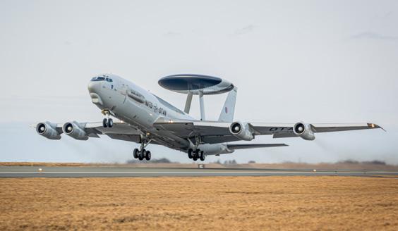 NATO's E-3A Sentry taking off from Ørland air base, Norway.